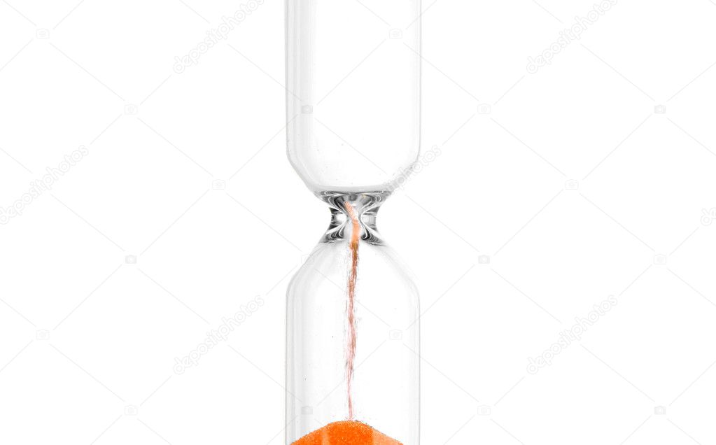 Hourglass isolated on white. Deadline