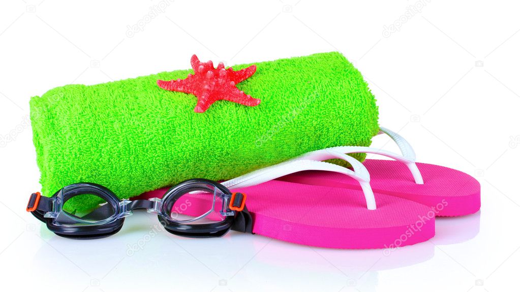 Glasses for swimming and towel