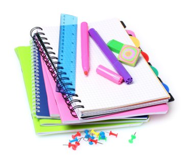 Bright notebooks and markers clipart