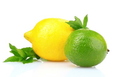 Fresh lime, lemon and mint clipart