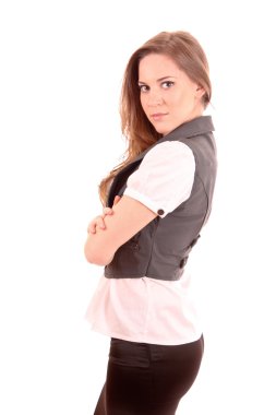 iş kadını olarak izole beyaz poz