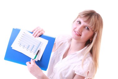 Woman showing positive chart clipart