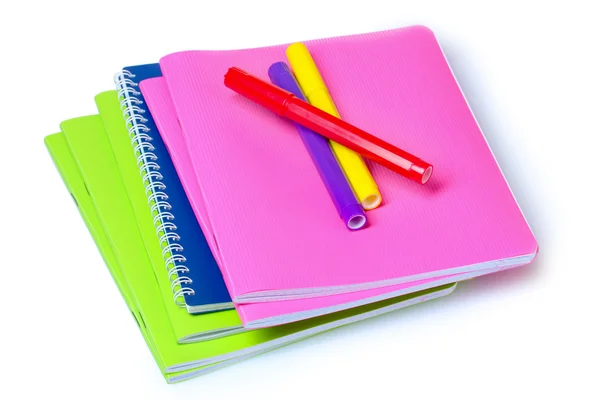 Parlak notebook ve işaretleri — Stok fotoğraf