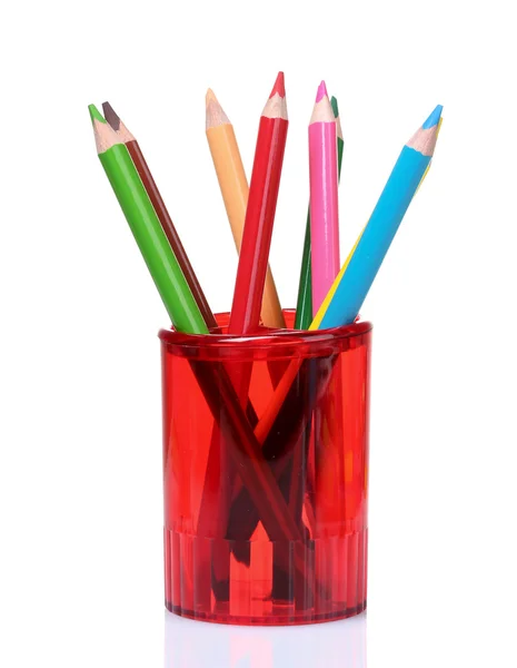 Bright pencils in holder — Stock Photo, Image