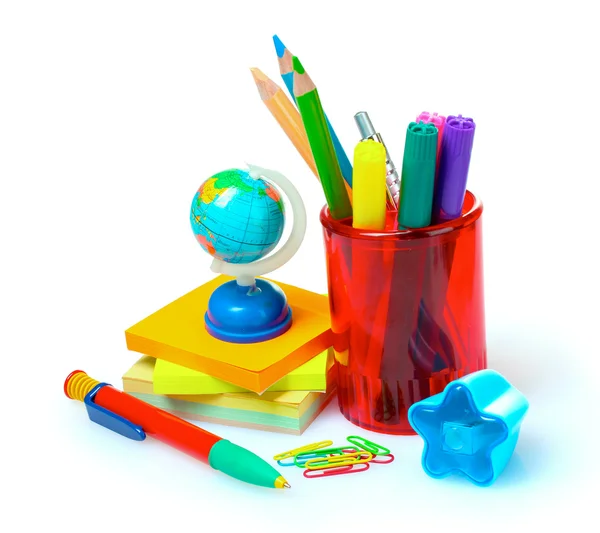 Lápices, bolígrafo y globo —  Fotos de Stock