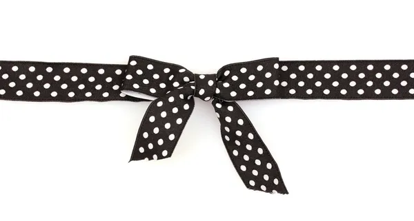 Black ribbon with dots isolated on white — Stock Photo, Image