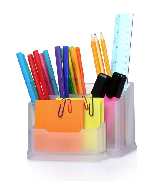 Bleistifte und Stifte im Etui und der Linie — Stockfoto