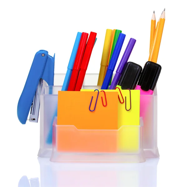 Lápis e canetas em suporte e a linha — Fotografia de Stock