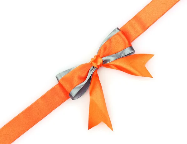 オレンジ色のリボンと白い背景で隔離の弓 — ストック写真