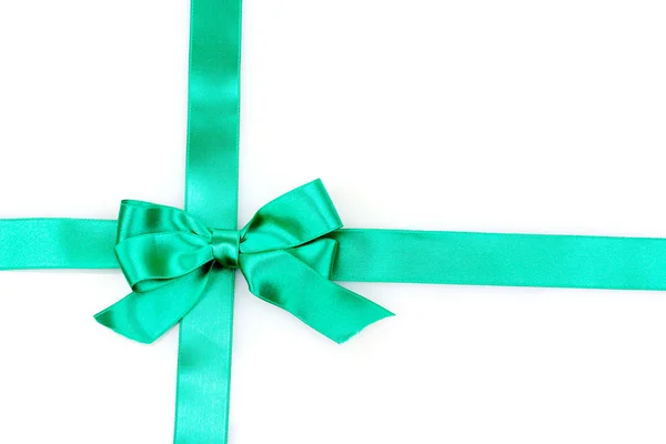 Green ribbon and bow isolated on white background — Stock Photo, Image
