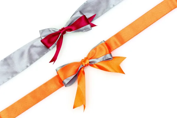 Two color ribbons and bow isolated on white background — Stock Photo, Image