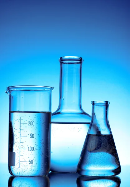 Test-tubes blue colors. Laboratory glassware — Stockfoto