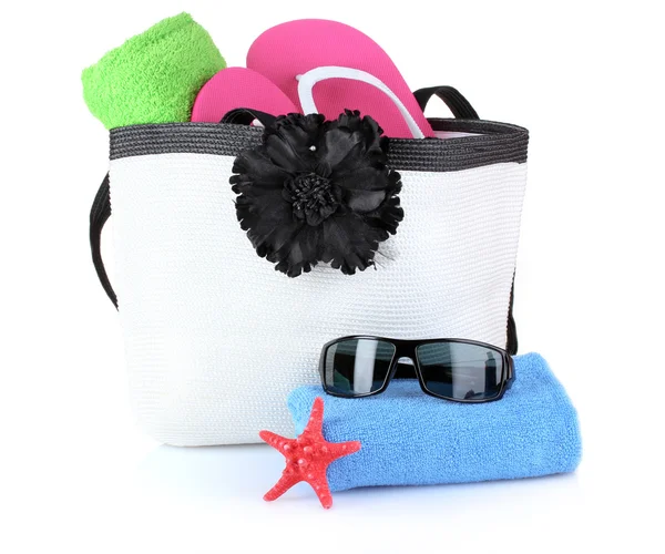 Beach bag with things — Stock Photo, Image