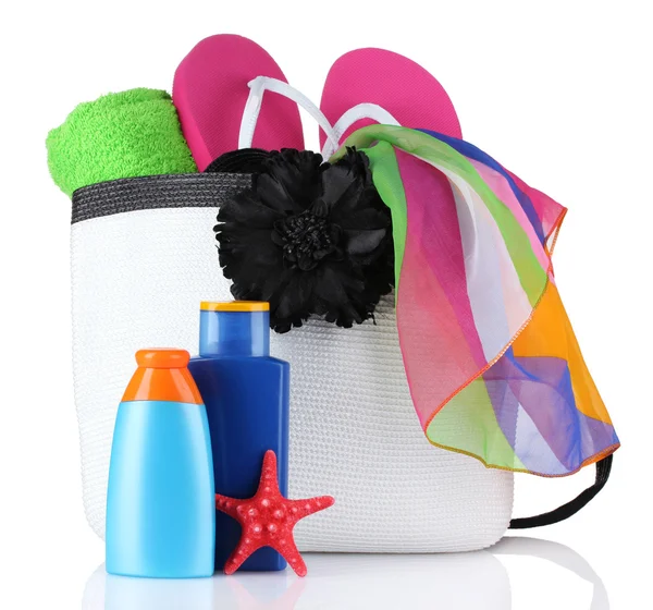 Beach bag with things — Stock Photo, Image