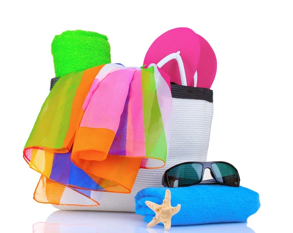 stock image Beach bag with things