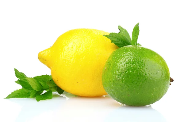 Čerstvá limeta, citronem a mátou — Stock fotografie