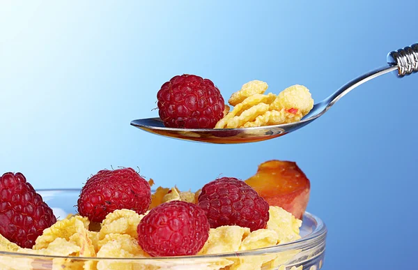 stock image Tasty cornflakes and fruit