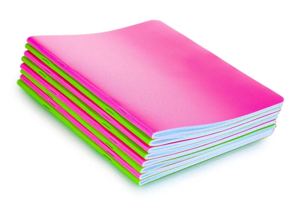 Notebooky zelené a růžové — Stock fotografie