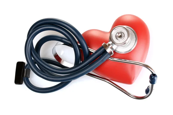 Lékařský stetoskop a srdce — Stock fotografie