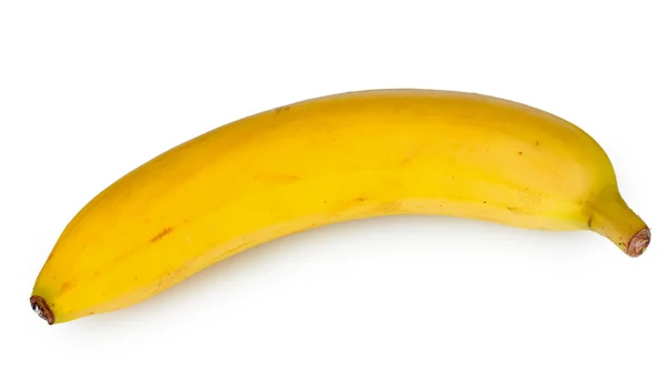 Спелый желтый банан, изолированный на белом — стоковое фото