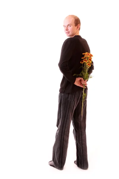Man with flowers — Stock Photo, Image