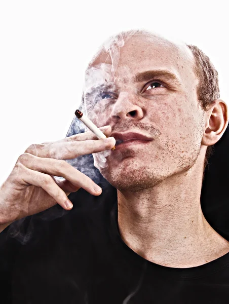 Палити чоловіка на білому — стокове фото