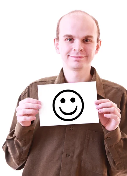 Jeune homme heureux avec sourire heureux isolé sur blanc — Photo