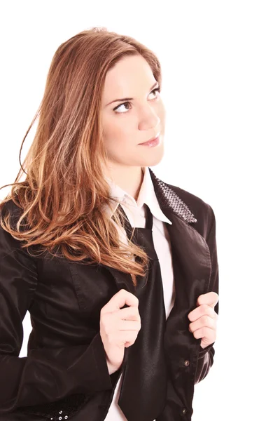 Geschäftsfrau posiert isoliert auf Weiß — Stockfoto