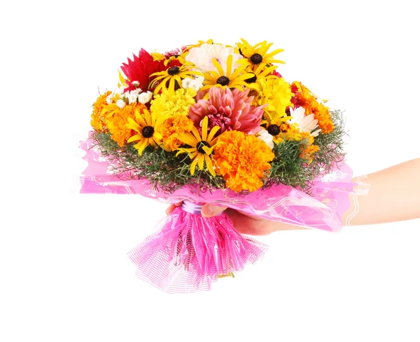 Bouquet of color summer flowers on white — Stock Photo, Image
