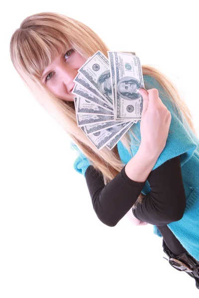 Pige med dollars - Stock-foto