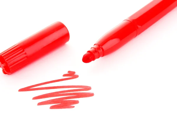 Rode pen geïsoleerd op witte achtergrond — Stockfoto