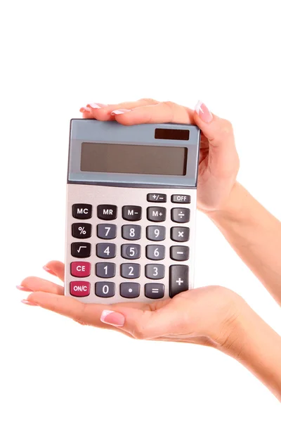 Калькулятор в руке — стоковое фото