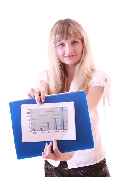 Woman showing positive chart — Stock Photo, Image