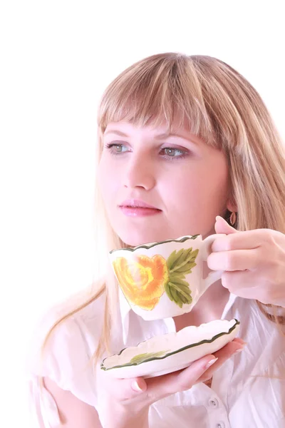 Flicka med kopp — Stockfoto
