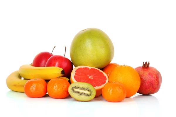 Granada, mandarina, plátano, naranja, kiwi, pomelo y una —  Fotos de Stock