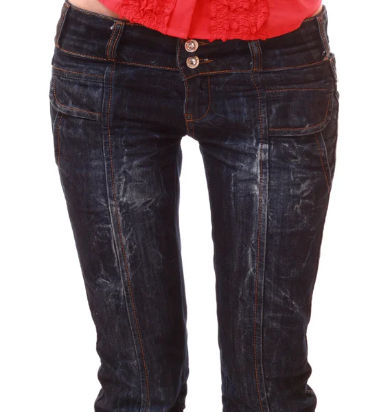 Жінка ноги в джинсах — стокове фото