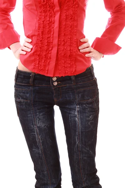 Woman legs in jeans — Stock Photo, Image