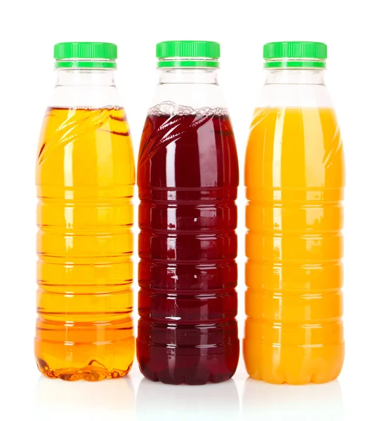 Bottles of juice on a white background — Stock Photo, Image