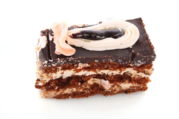 Čokoládový dort se smetanou — Stock fotografie