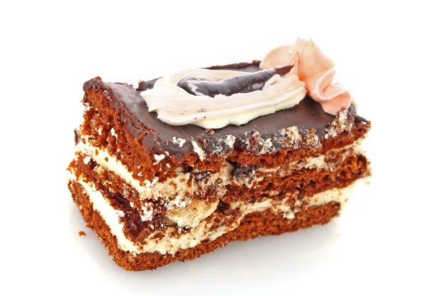 Κέικ σοκολάτας με κρέμα και κεράσι — Φωτογραφία Αρχείου