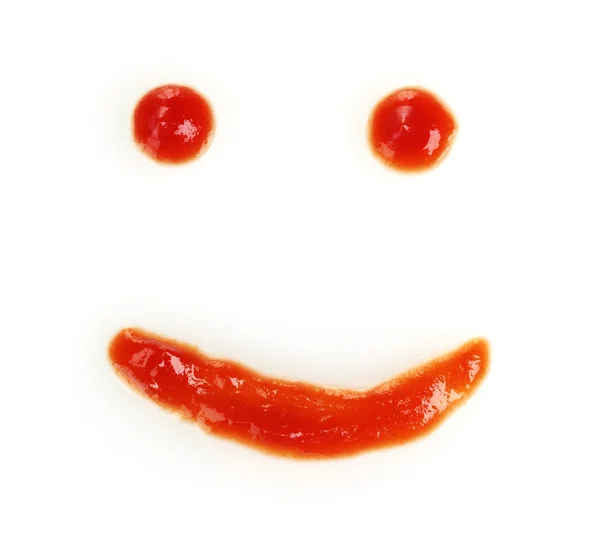 Ketchup sourire isolé sur blanc — Photo