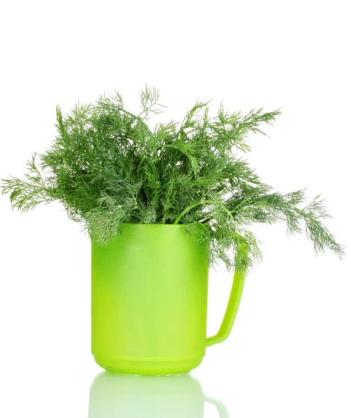 Fresh dill in green cup — Stock Photo, Image