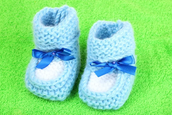 Bright blue baby booties — Stock Photo, Image
