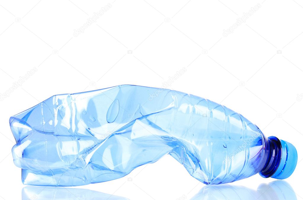 Crumpled empty plastic bottle