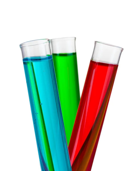 Test-tubes with liquid on gray background — Stock Photo, Image