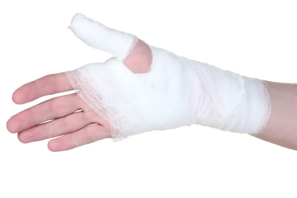 Bandage hand isolerad på vit — Stockfoto