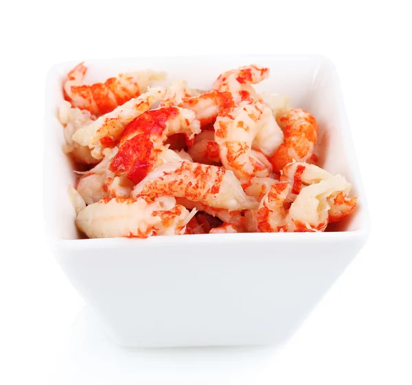 stock image Delicious marinated shrimp in bowl isolated on white