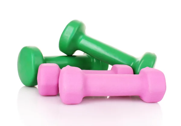 Pink and Green Dumbbells — Stock Photo, Image
