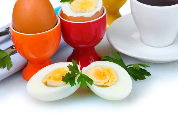 Kokta ägg i ljusa står — Stockfoto