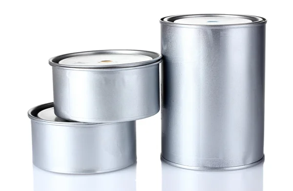 Closed tin cans with paint — Stock Photo, Image